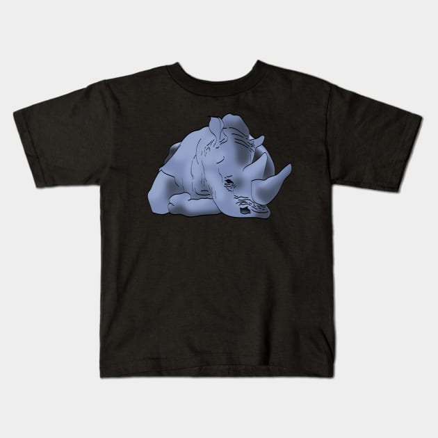 rhino lying down Kids T-Shirt by Protect friends